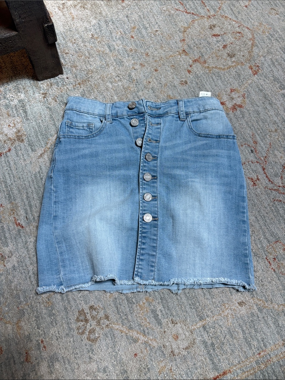 Indigo Rein Light Blue Button-Front Denim Mini Skirt